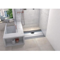 Revêtement prêtàposer wedi Fundo Top pour wedi Fundo Primo excentré, format 1200x900x6mm en coloris Stone gris, matériau minéral aspect  pierre naturelle Réf : 072010501