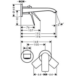 Façade mitigeur de lavabo encastré mural VIVENIS bec L 192 mm bonde à écoulement libre Noir mat Réf. 75050670