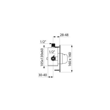 Mitigeur Tempomix douche encastré sous plaque inox 160 x 160 raccord diamètre 14 : réf. 790427
