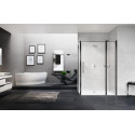 Porte de douche battante avec un fixe en alignement Young 2P 137 extensibilité 137-141Cm verre trempé transparent profilés silver Réf. Y22P137-1B
