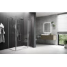 Porte de douche battante avec un fixe en alignement Young 2P 137 extensibilité 137-141Cm verre trempé transparent profilés silver Réf. Y22P137-1B
