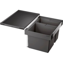 Poubelle tri sélectif en plastique noir BLANCO FLEXON II 60/2 manuel 1 seau de 30 L et 1 seau de 19L garantie 2 ans Réf. 521471
