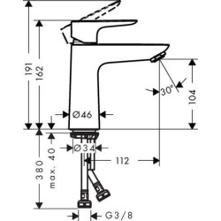 Mitigeur de lavabo Talis E 110 sans tirette ni vidage Réf. 71712000