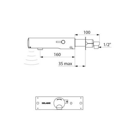 Mitigeur de lavabo automatique TEMPOMATIC MIX 4 (KIT2/2) mural alimentation par piles CR123 Lithium 6 V  corps L. 160 mm inox Chromé réf. 493406