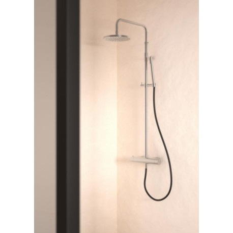 Colonne de douche EQUINOX mitigeur thermostatique complète - douche de tête 200mm, douchette à main et flexible de douche réf. 81797/IX