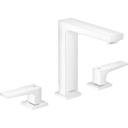Mélangeur de lavabo Metropol 160 - 3 trous - poignées manettes - bonde push-open - finition blanc mat Réf. 32515700