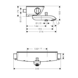 Mitigeur de bain-douche thermostatique ECOSTAT SELECT 150 mm + ou - 12 mm Chromé réf. 13141000