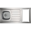 Evier cuisinette ISEO 1 cuve soudée, en inox LISSE, découpe pour domino,  bonde à panier chromé Ø90mm, vidage manuel complet avec raccord lave-vaisselle et siphon fournis réf : CPBD120A30