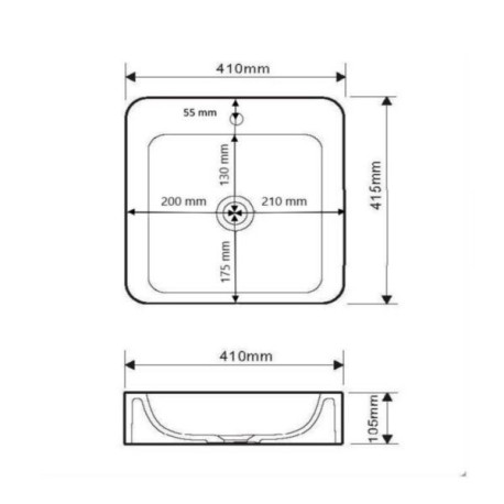 Vasque carrée TANIA 40 cm finition mat sans trop plein Réf. NS-1109