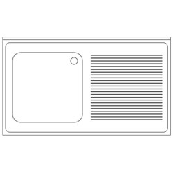 Plonge SGP égouttoir à droite 1 cuve 140 x 70 inox 18/10