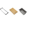 Support téléscopique, planche à découper BAMBOO, 320X200x18mm,panier égouttoir PVC noir sanitized 297X173x95mm  Réf.084603