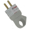 Fiche plastique 2P+T - 16 A - à anneau - avec étiquette - avec Gencod - gris Réf. 050105
