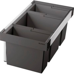 Poubelle tri sélectif en plastique noir BLANCO FLEXON II 80/3 manuel 1 seau de 19L 1 seau de 30L et 1 seaux de 16L garantie 2 ans Réf. 525221