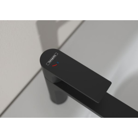 Mitigeur de lavabo 80 Rebris S CoolStart EcoSmart+ avec tirette et vidage Noir mat Réf. 72586670