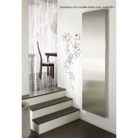 Radiateur électrique Acova Altima face lisse, sans régulation, puissance 1500W, hauteur 1942 mm, largeur 613 mm, Inox Plume 9514 Réf. TMH-150-060/NF-9514