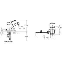 Mitigeur lavabo BRIVE avec système d'installation breveté 5 35'' chromé Réf. E75759-4-CP