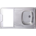 Recouvrement cuisinette en inox 18/10 à poser 1000 x 600 mm, 1 cuve et 1 égouttoir, découpé pour Domino, nu sans vidage Réf. EV1000NU