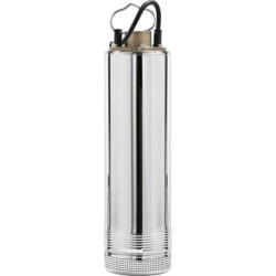 Pompe immergée pour puits SRM 6/100 M CD alimentation électrique 230 V - 0,95 kW - 7,3 A débit max 3 m³/h pression maxi 5 bar raccordement 1"1/4 livrée avec 15 m de câble et de filin coffret démarrage inclus Réf. 150608
