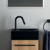 Lave-mains 37 x 21 cm Tempo noir Mat, en grès fin, version gauche. 1 trou central pour la robinetterie. Sans trou de trop-plein. Fixation murale par 2 tire-fonds non fournis Réf : E2113V3