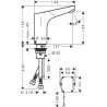 Robinetterie électronique FOCUS, pour lavabo, sans manette de réglage de température, sur batterie, chromé réf. 31172000