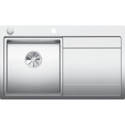 Evier à encastrer à fleur en acier inox lisse BLANCODIVON II 45S IF 1 cuve 1 égouttoir à gauche vidage 90mm auto InFino et siphon couleur brossé aspect brillant garantie à vie Réf. 521658