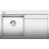 Evier à encastrer à fleur en acier inox lisse BLANCODIVON II 45S IF 1 cuve 1 égouttoir à gauche vidage 90mm auto InFino et siphon couleur brossé aspect brillant garantie à vie Réf. 521658