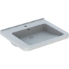 lavabo geberit renova comfort square, adapté pmr: b EGAL 55cm, t EGAL 52.5cm, trou de robinetterie EGAL au centre, trop-plein EGAL visible, blanc Réf. 128555000