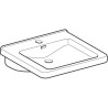 lavabo geberit renova comfort square, adapté pmr: b EGAL 55cm, t EGAL 52.5cm, trou de robinetterie EGAL au centre, trop-plein EGAL visible, blanc Réf. 128555000