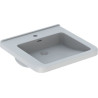 lavabo geberit renova comfort square, adapté pmr: b EGAL 55cm, t EGAL 52.5cm, trou de robinetterie EGAL au centre, trop-plein EGAL visible, blanc Réf. 128555000