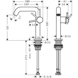 Mitigeur lavabo 150 Tecturis S Fine CoolStart, bonde Push-Open Chromé Réf. 73340000