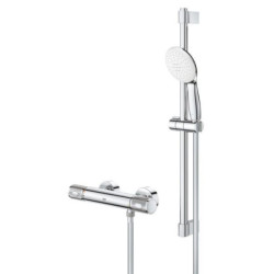 Combi-douche Mitigeur Grohtherm 1000 Performance et ensemble douchette Tempesta 110 2 jets 8l barre 600 Chromé Réf. 34838001