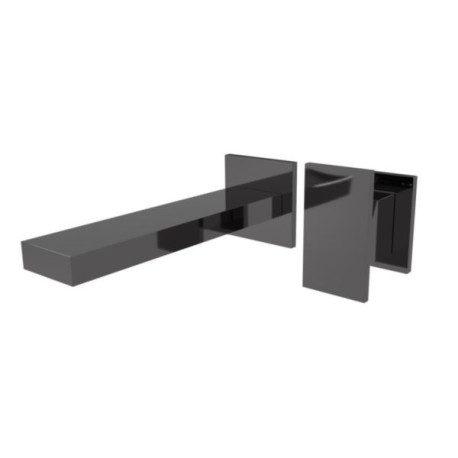 Mitigeur lavabo mural TABULA 2 trous saillie 18 Cm Chromé Noir Réf. TA25772