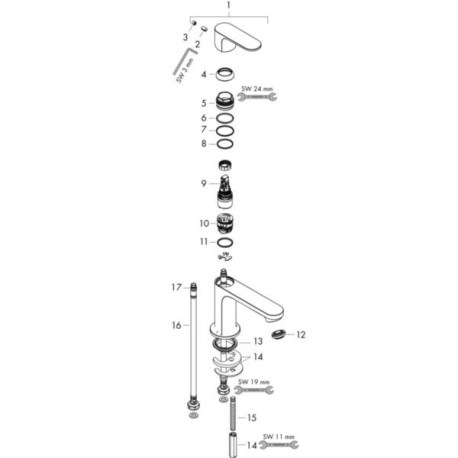 Mitigeur de lavabo 80  Rebris S Coolstart sans tirette ni vidage Chromé Réf. 72514000