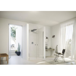 Porte saloon en niche SolvaPro avec cadre partiel Carré, argent brillant, verre clair 8 mm, L88 - 90.5 H200 cm réf : 7T0802092322
