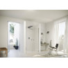 Porte saloon en niche SolvaPro avec cadre partiel Carré, argent brillant, verre clair 8 mm, L88 - 90.5 H200 cm réf : 7T0802092322