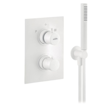Thermostatique douche Alterna DESIGN blanc avec kit douchette encastré vertical avec corps d'encastrement