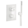 Thermostatique douche Alterna DESIGN blanc avec kit douchette encastré vertical avec corps d'encastrement