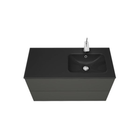 Plan vasque droite verre P.46 x L.101 cm finition graphite metal brillant Réf. AHPVDW83