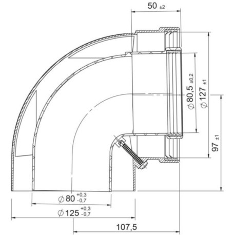 Coude clapet intégré 3CEP 90° diamètre 80 / 125 mm Réf 3318648