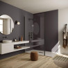Système de panneaux muraux étanches Polyrey Nuance support composite profil bord arrondi + languette décor Gris Orage G059 finition FIA format 260x120cm épaisseur 11,7mm