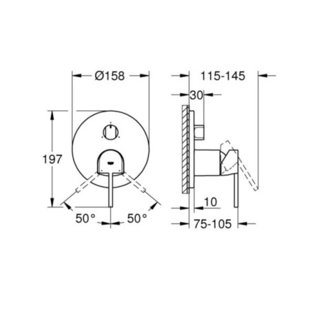 Mitigeur mécanique 3 sorties GROHE Plus Supersteel Réf. 24093DC3