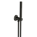 Ensemble de douche avec applique prise d'eau avec douchette à main chromé noir avec flexible de douche noir Réf. PD47572