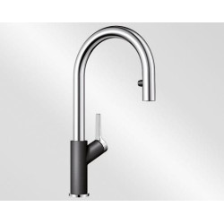 Mitigeur monotrou avec bec tube orientable BLANCO CARENA-S Vario avec douchette couleur SILGRANIT Look anthracite/chromé garantie 2 ans Réf. 521358