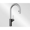 Mitigeur monotrou avec bec tube orientable BLANCO CARENA-S Vario avec douchette couleur SILGRANIT Look anthracite/chromé garantie 2 ans Réf. 521358