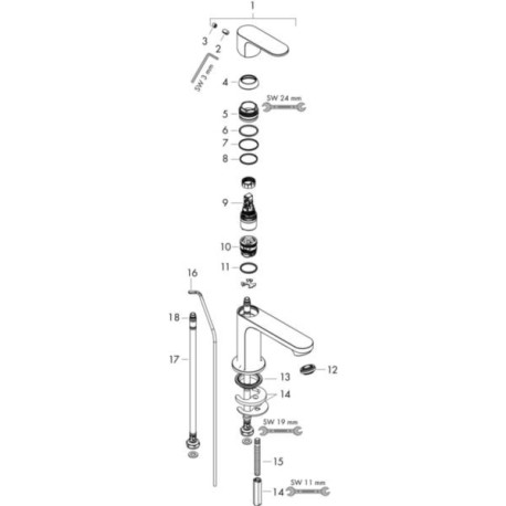 Mitigeur de lavabo  Rebris S 80 CoolStart avec tirette et vidage Chromé Réf. 72513000