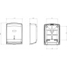 Distributeur de papier essuie-mains pour papier plié, 340 x 265 x 110 mm, plastique ABS blanc et gris, grand modèle réf. 878098