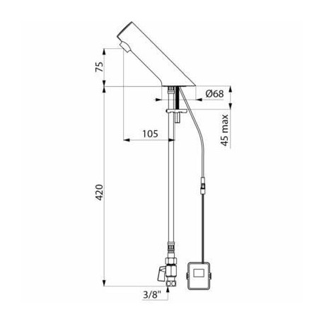 Robinet lavabo TEMPOMATIC 5 électronique F3/8" à piles 6V + robinet d'arrêt  Chromé Réf : 449006