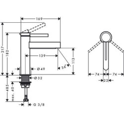 Mitigeur lavabo FINORIS 110, bonde Push-Open Blanc mat Réf. 76023700