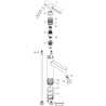 Mitigeur lavabo FINORIS 110, bonde Push-Open Blanc mat Réf. 76023700
