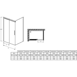 Porte de douche coulissante Contra 160 cm Réf. E22C160-GA